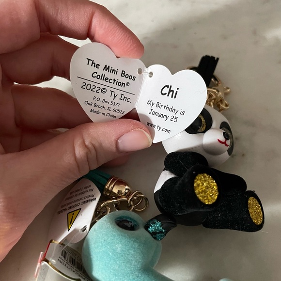 Ty Beanie Mini Boo William & Chi (flamingo & panda) Keychain Key Ring - both NWT - Picture 5 of 5